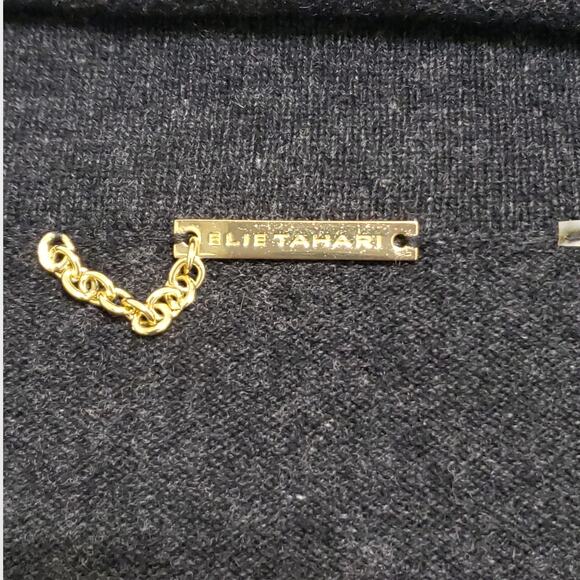 Elie Tahari Womens Draped Front Cashmere Cardigan Dark Grey Sz Small Minimalist - Picture 6 of 12